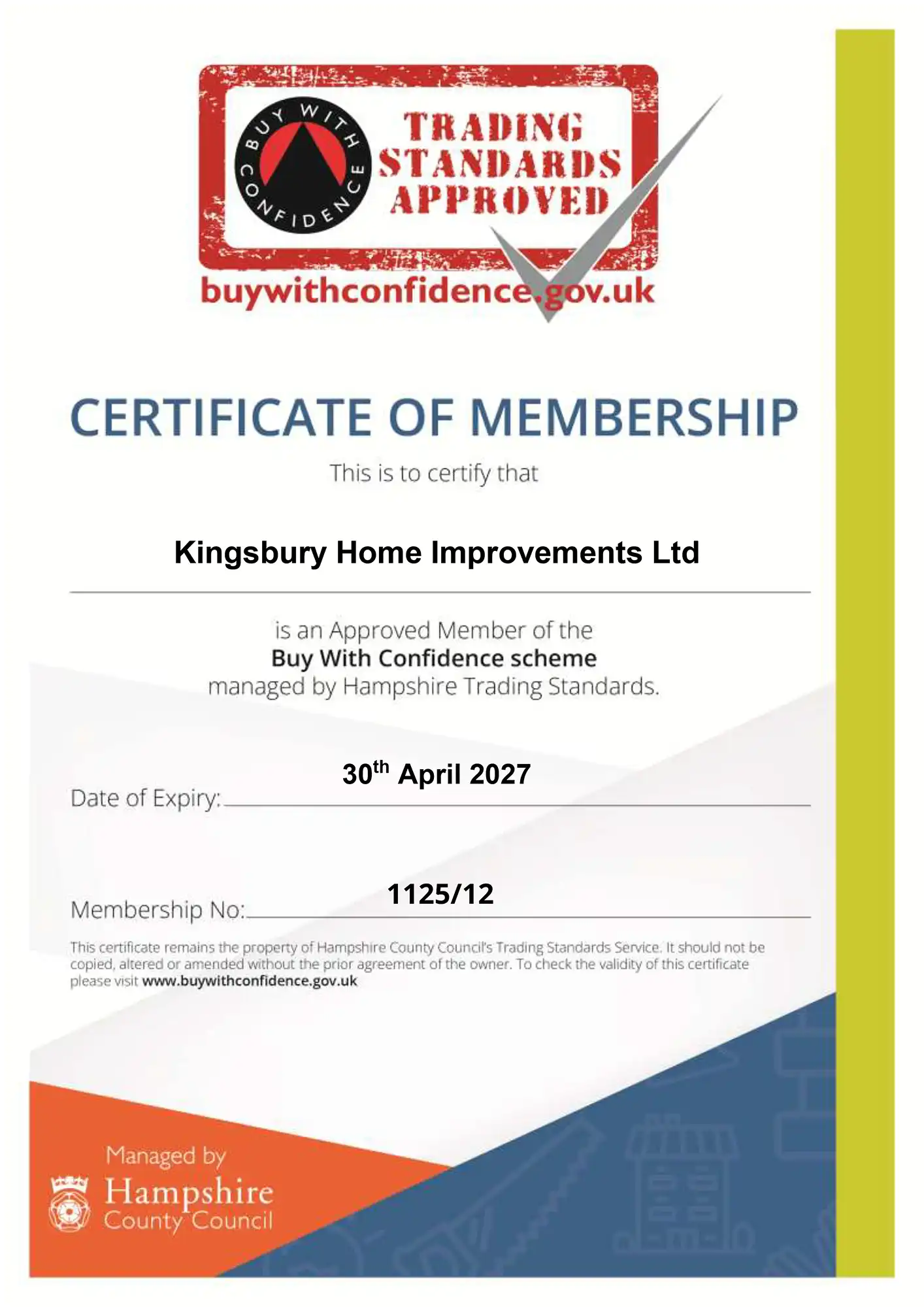 BWC Certificate